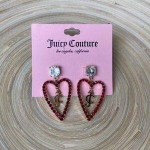 NWT Juicy Couture Red Heart Logo Dangle Earrings